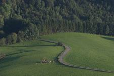 Petite route typique du Jura pres de Chasnan et Athose